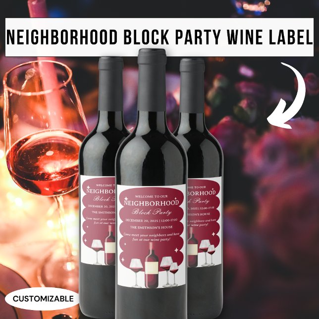 Red Wine Neighbourhood Block Party Wine Label (Creator Uploaded)