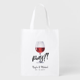 Red Wine Occassion Celebration Reusable Grocery Bag