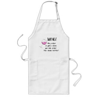 Red Wine Order Bottle Funny Word Text Saying Art Long Apron