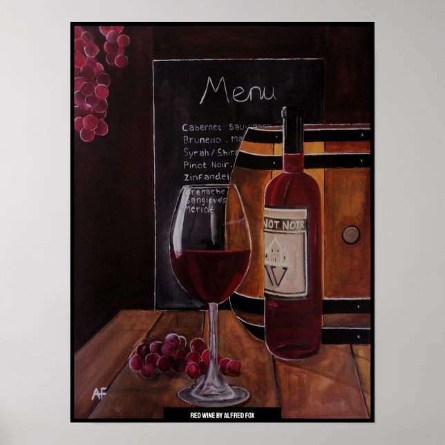 Red Wine Painting by Alfred Fox Poster (Front)