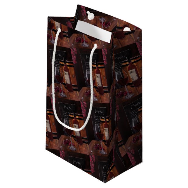Red Wine Painting by Alfred Fox Small Gift Bag (Front Angled)