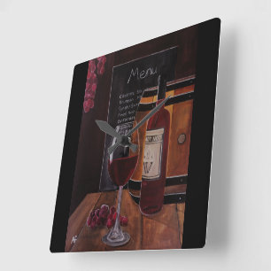 Red Wine Painting by Alfred Fox Square Wall Clock