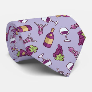 Red Wine Pattern Neck Tie