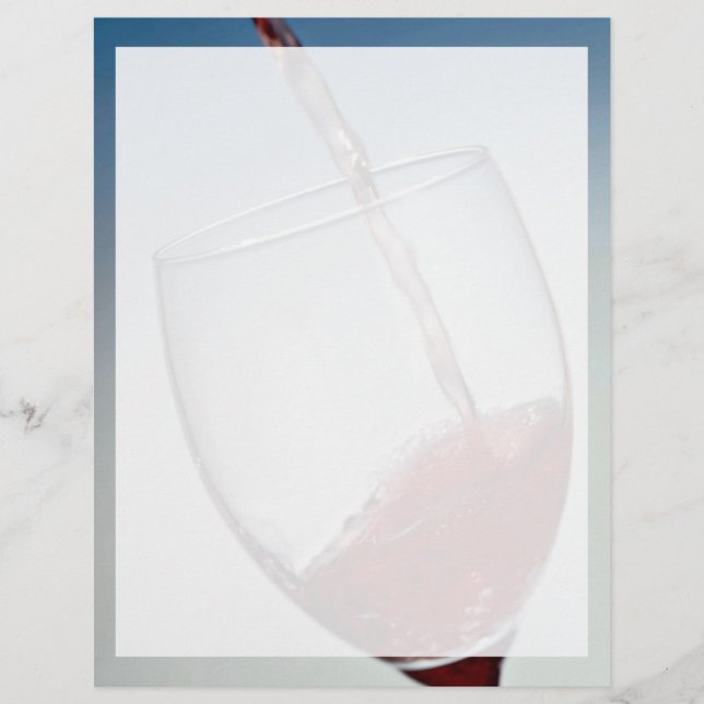 Red wine poured into wine glass (Front)