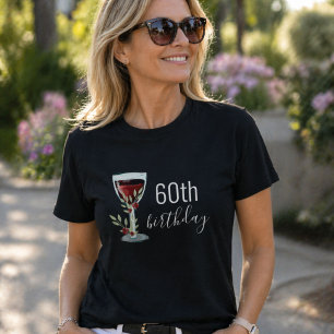 Red Wine Rose Watercolor 60th Birthday  T-Shirt