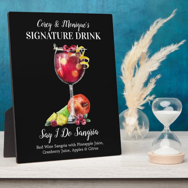 Red Wine Sangria • PERSONALIZE this Drink Plaque (Side)