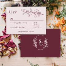 Red Wine Simple Boho Floral RSVP