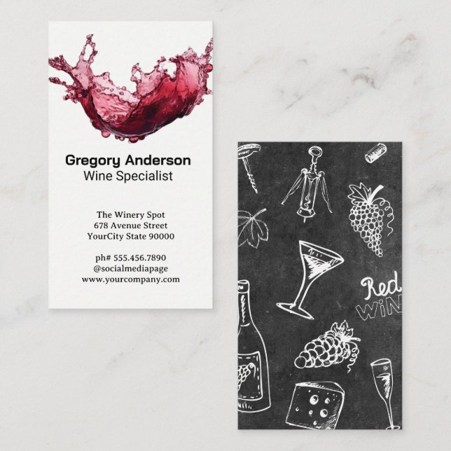 Red Wine Splash Business Card (Front/Back)