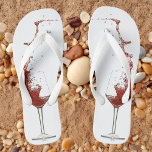 Red Wine Splash Glass Wedding Wine Tasting Jandals<br><div class="desc">This design was created through digital art. It may be personalised by clicking the customise button and changing the colour, adding a name, initials or your favourite words. Contact me at colorflowcreations@gmail.com if you with to have this design on another product. Purchase my original abstract acrylic painting for sale at...</div>