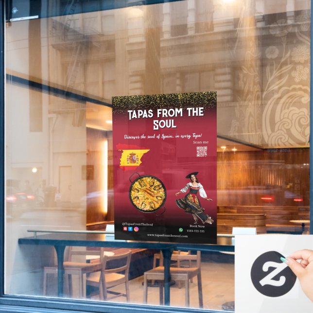 Red Wine Tapas Dancer Spain Paella Restaurant (Cafe Window)