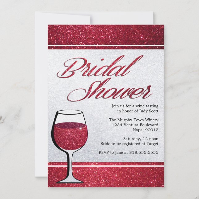 Red Wine Tasting Bridal Shower Invitation (Front)
