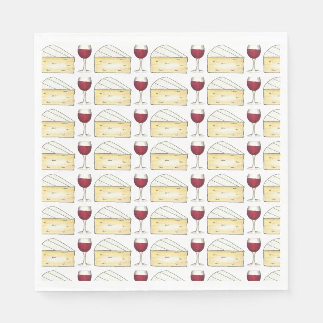 Red Wine Tasting Brie Cheese Cocktail Party Event Napkin (Front)
