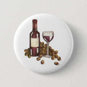 Red Wine Tasting Grapes Merlot Shiraz Glass Winery 6 Cm Round Badge