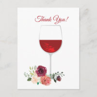 red wine, thank you card