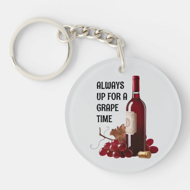 Red Wine Time Key Ring (Front)