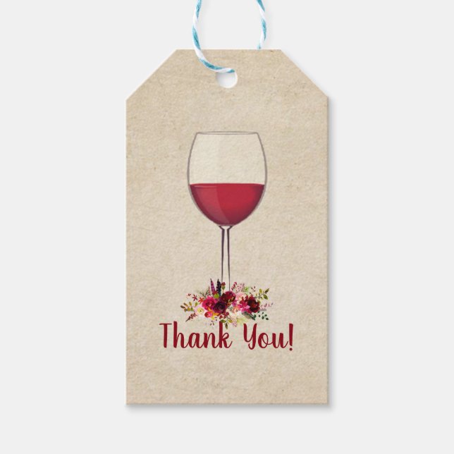 red wine, wedding, birthday, thank you gift tag (Front)