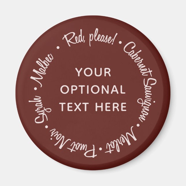 Red Wines custom text magnet (Front)