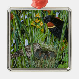 Red Wing Blackbird Metal Tree Decoration