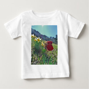 red wing fairy and daffodils baby T-Shirt