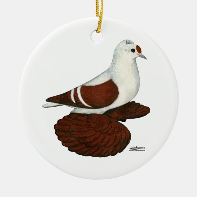 Red Wing Pigeon Ceramic Tree Decoration (Front)