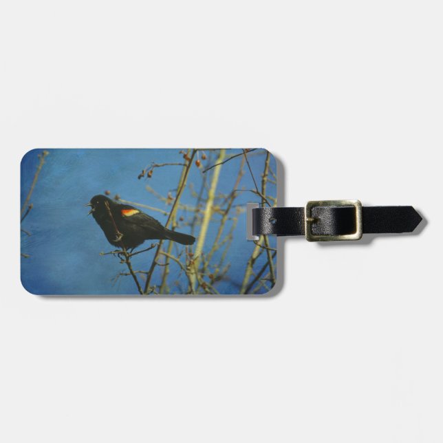Red-Winged Black Bird singing Luggage Tag (Front Horizontal)