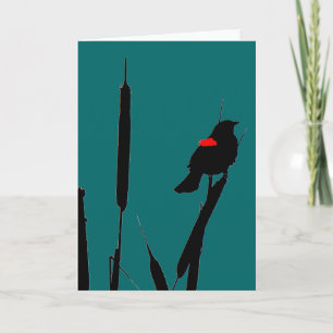 Red-winged Blackbird &Cat-tails Card