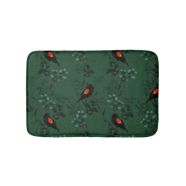 Red-Winged Blackbird Pattern Bath Mat (Front)