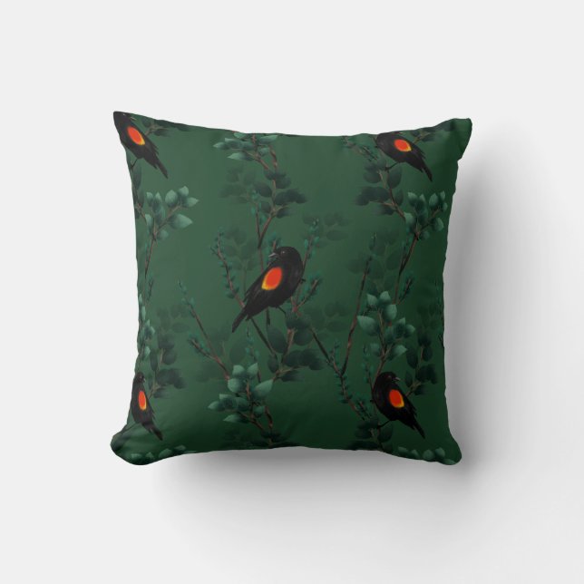 Red-Winged Blackbird Pattern Cushion (Front)