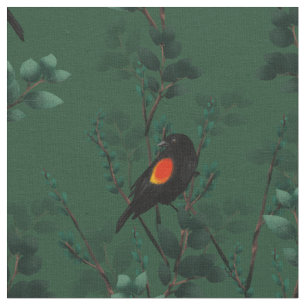 Red-Winged Blackbird Pattern Fabric