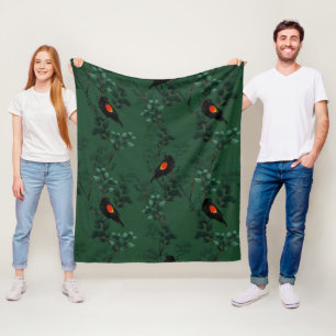Red-Winged Blackbird Pattern Fleece Blanket