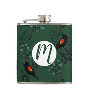 Red-Winged Blackbird Pattern Hip Flask