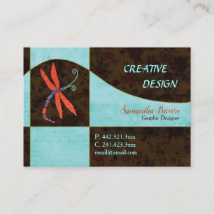 Red Winged Dragonfly Contemporary Business Card