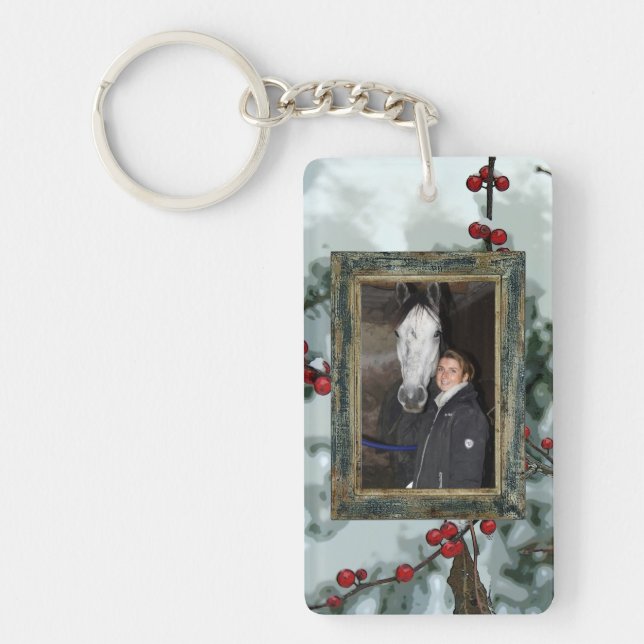 Red Winter Berries Christmas Holiday Keychain (Front)