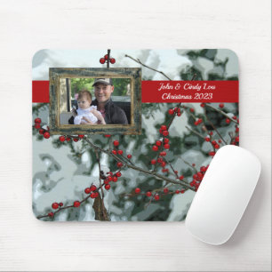 Red Winter Berries Christmas Holiday Mouse Pad