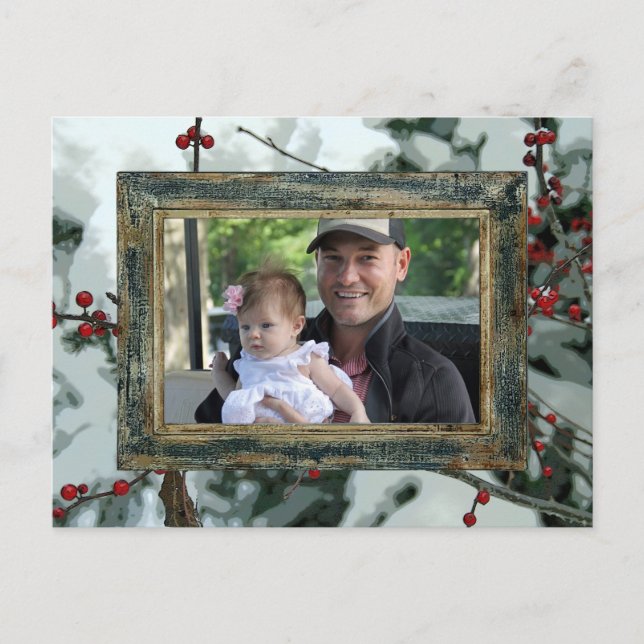 Red Winter Berries Christmas Holiday Postcard (Front)