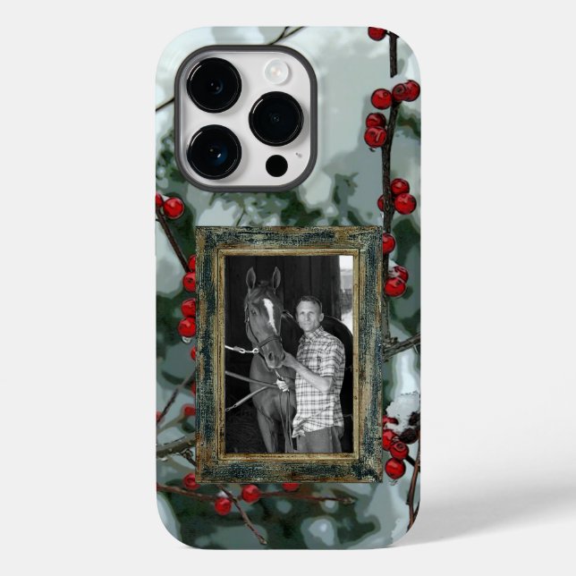 Red Winter Berries Holiday Photo Cell Phone Case (Back)