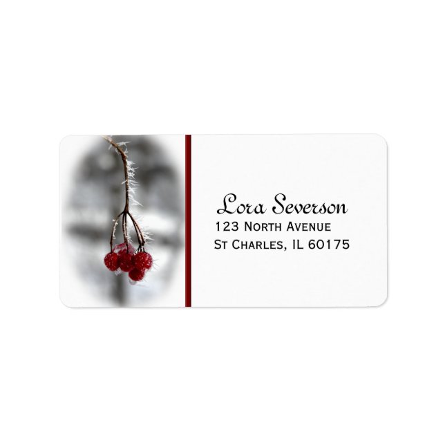 Red Winter Berries Return Address Label (Front)