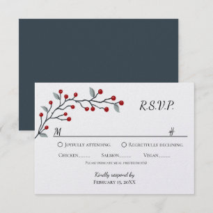 Red Winter Berries RSVP Card