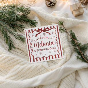 Red Winter Birthday Napkin Design