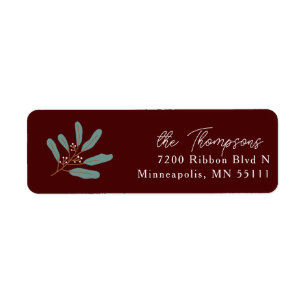 Red Winter Botanical Return Address