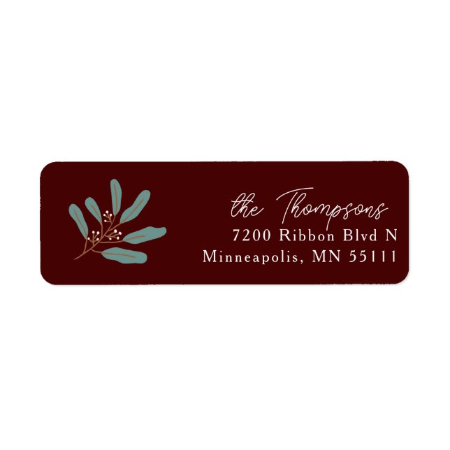Red Winter Botanical Return Address (Front)