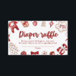 Red Winter Christmas Baby Shower Diaper Raffle Enclosure Card<br><div class="desc">Rustic Red Winter Christmas Baby Shower Diaper Raffle</div>