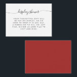 Red Winter Christmas Elegant Calligraphy  Enclosure Card<br><div class="desc">Minimalist red winter bridal shower display shower enclosure card with elegant handwriting calligraphy.</div>