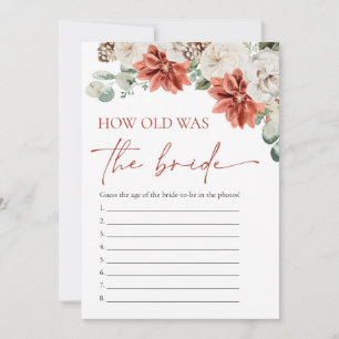 Red Winter Christmas How old was the Bride Game Invitation