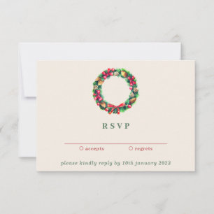 Red Winter Christmas Ornament Kindly Reply Invitation