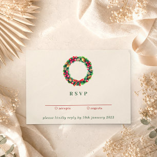 Red Winter Christmas Ornament Kindly Reply Invitation