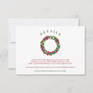Red Winter Christmas ornament wedding Details Invitation