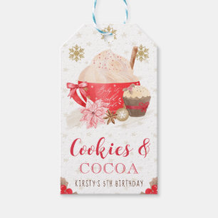 Red Winter Cookies and Cocoa Birthday Gift Tags