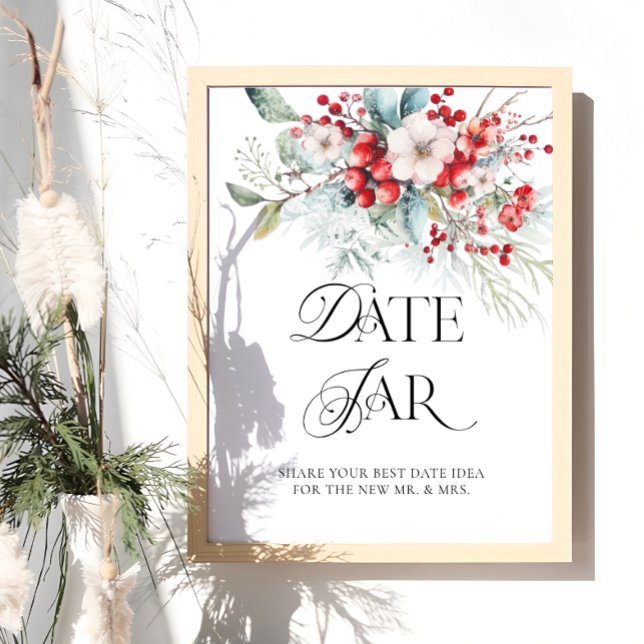 Red Winter Floral Bridal Date Night Ideas Date Jar Poster (Creator Uploaded)