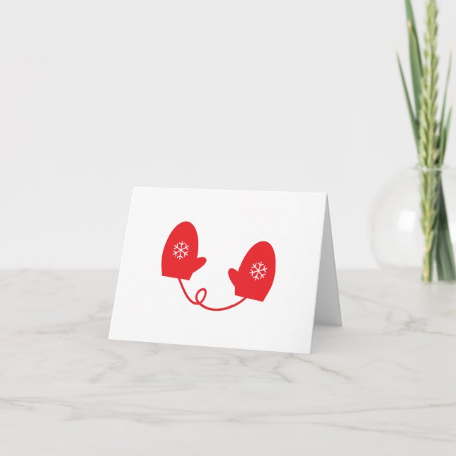 Red Winter Mittens Holiday Card (Front)